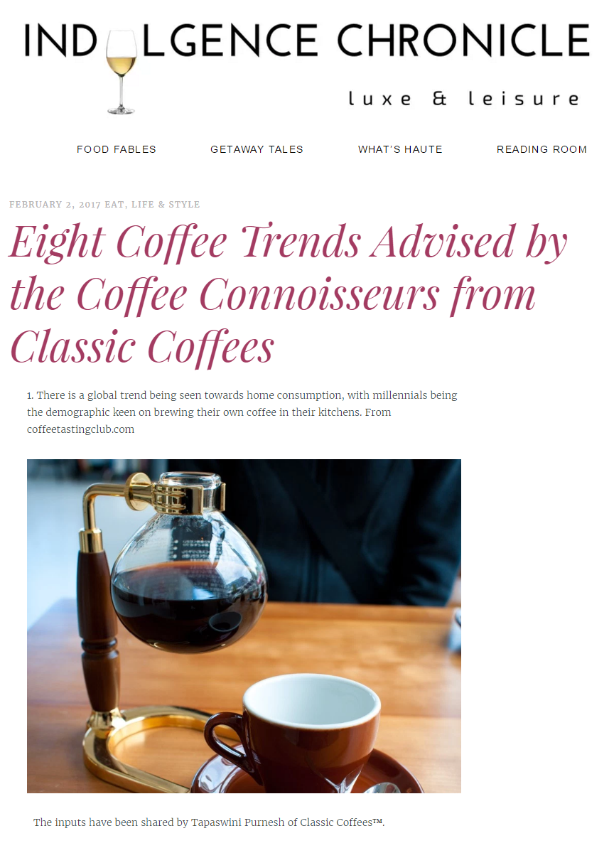 CLASSIC COFFEES - ICHRONICLE - 2TH FEB 2017